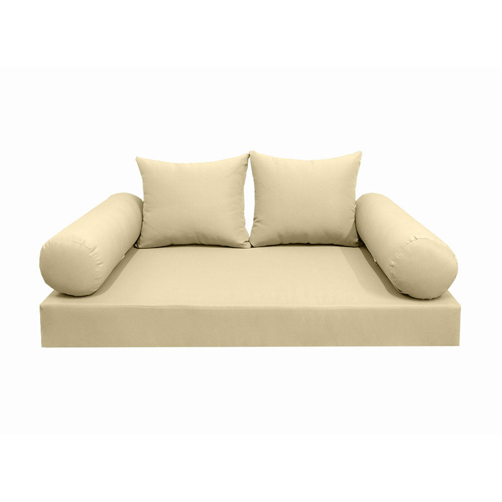 Modern outdoor daybed cushion set with two bolsters and two pillows, ideal for patio, porch, or indoor lounge spaces. — cover only