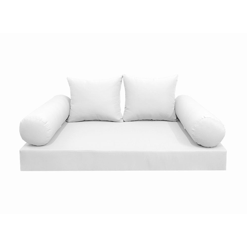 Modern outdoor daybed cushion set with two bolsters and two pillows, ideal for patio, porch, or indoor lounge spaces. — cover only