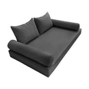 STYLE 4 - Mattress & Pillow Bolster Cushion for Outdoor Indoor Daybed Porch Swing Bed Piped Trim Twin-XL Size AD003 | COVERS ONLY |