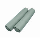 Five-piece pillow and bolster cushion set including seat cushion, two square back pillows, and two bolster pillows for indoor or outdoor seating.