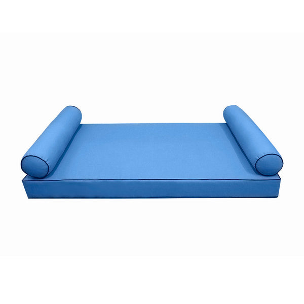 STYLE 5 - Mattress & Pillow Bolster for Outdoor Indoor Daybed Porch Swing Bed Contrast Trim Twin-XL Size AD102 | COVERS ONLY |