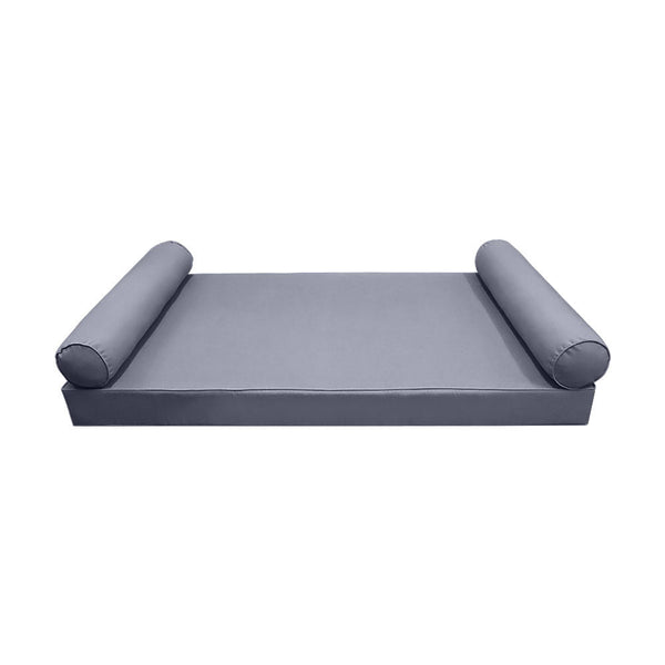 STYLE 5 - Mattress & Pillow Bolster for Outdoor Indoor Daybed Porch Swing Bed Piped Trim Twin-XL Size AD001 | COVERS ONLY |