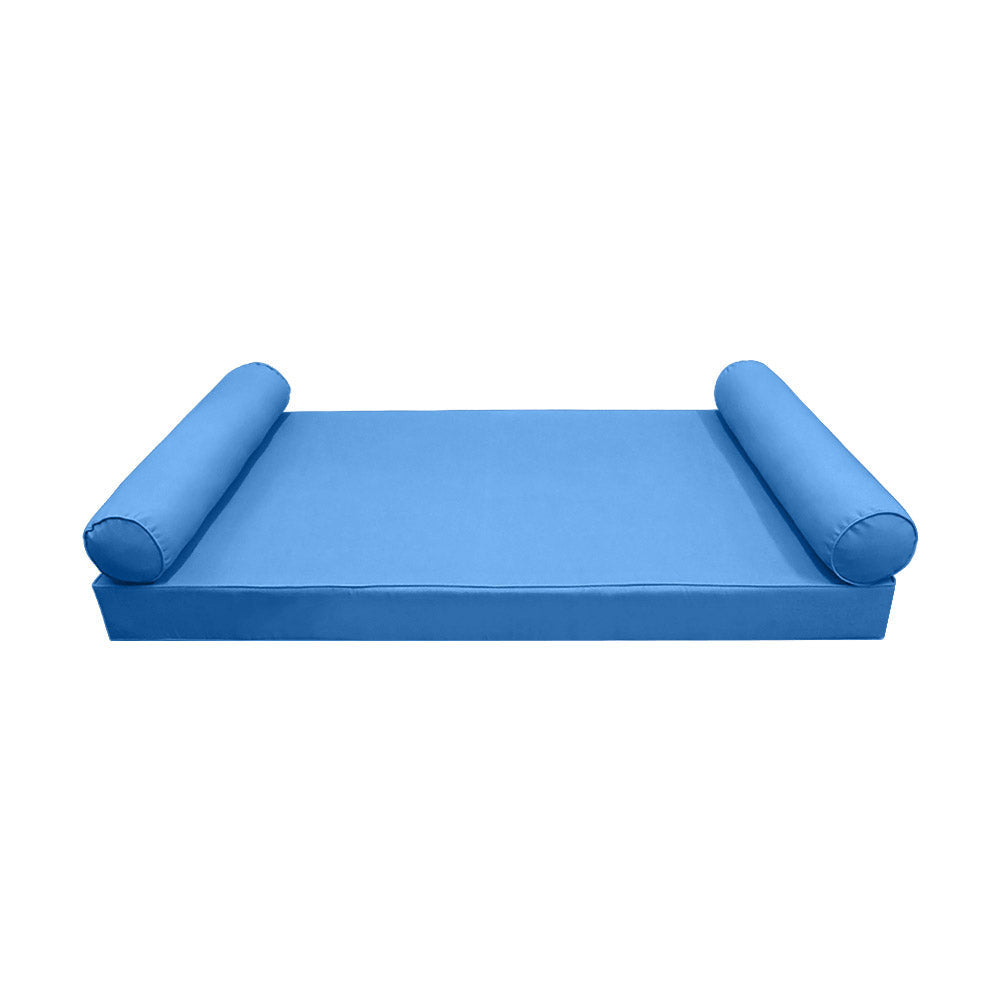 STYLE 5 - Mattress & Pillow Bolster for Outdoor Indoor Daybed Porch Swing Bed Piped Trim Twin-XL Size AD102 | COVERS ONLY |