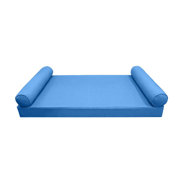 STYLE 5 - Mattress & Pillow Bolster for Outdoor Indoor Daybed Porch Swing Bed Piped Trim Twin-XL Size AD102 | COVERS ONLY |