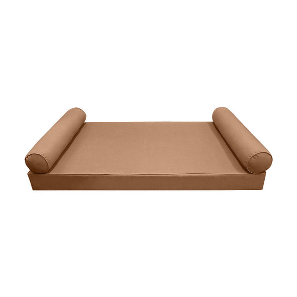 STYLE 5 - Mattress & Pillow Bolster for Outdoor Indoor Daybed Porch Swing Bed Piped Trim Twin-XL Size AD104 | COVERS ONLY |