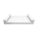 STYLE 5 - Mattress & Pillow Bolster for Outdoor Indoor Daybed Porch Swing Bed Piped Trim Twin-XL Size AD106 | COVERS ONLY |