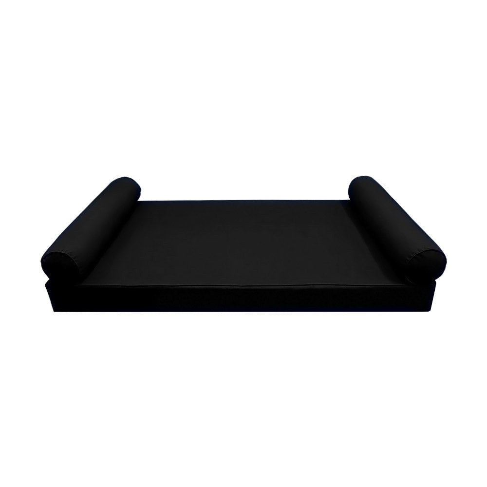 STYLE 5 - Mattress & Pillow Bolster for Outdoor Indoor Daybed Porch Swing Bed Piped Trim Twin-XL Size AD109 | COVERS ONLY |