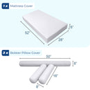 STYLE 6 - Mattress & Pillow Bolster for Outdoor Indoor Daybed Porch Swing Bed Piped Trim Crib Size AD107 | COVERS ONLY |