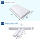 STYLE 6 - Mattress & Pillow Bolster for Outdoor Indoor Daybed Porch Swing Bed Contrast Trim Queen Size AD002 | COVERS ONLY |