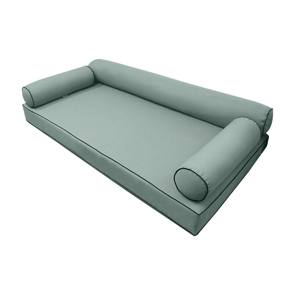 Elegant cushion and bolster set featuring refined craftsmanship and knife-edge detailing, designed for versatile indoor and outdoor comfort.