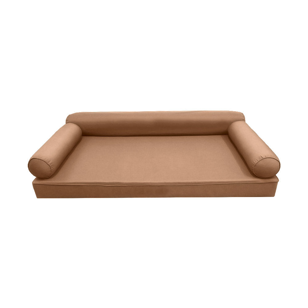 STYLE 6 - Mattress & Pillow Bolster for Outdoor Indoor Daybed Porch Swing Bed Piped Trim Twin-XL Size AD104 | COVERS ONLY |