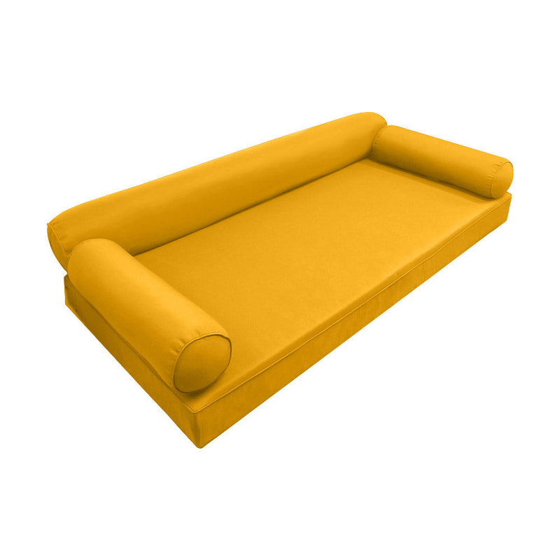 STYLE 6 - Mattress & Pillow Bolster for Outdoor Indoor Daybed Porch Swing Bed Piped Trim Twin-XL Size AD108 | COVERS ONLY |