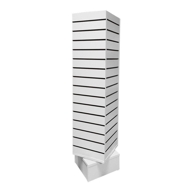 WHITE 12'' x 12'' x 54'' Revolving Slatwall Floor Display Rotating 4 Sided Retail Fixture
