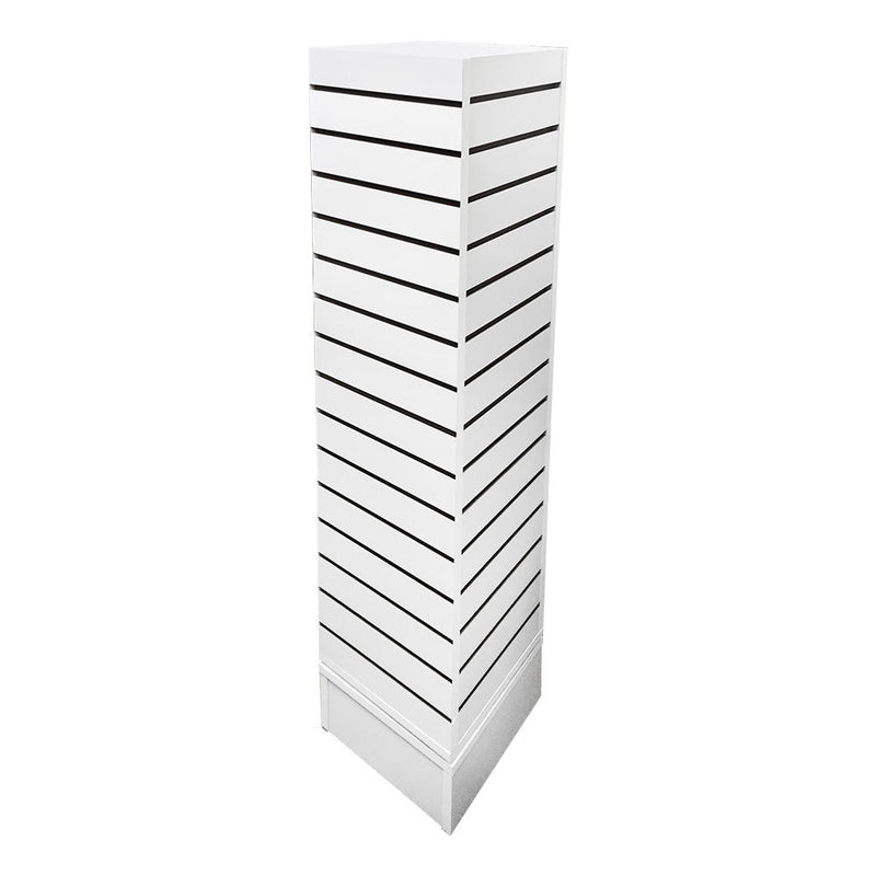 WHITE 12'' x 12'' x 54'' Revolving Slatwall Floor Display Rotating 4 Sided Retail Fixture