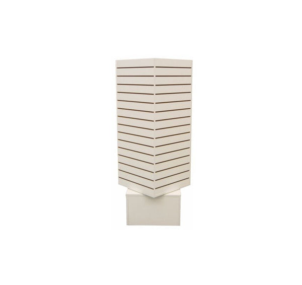 White 20'' x 20'' x 54'' Revolving Slatwall Floor Display Rotating Cube Tower