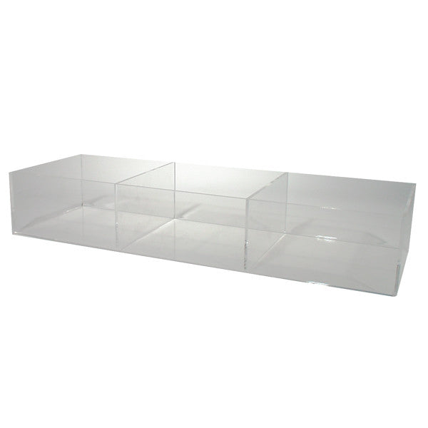 24''x8'' Lucite Clear Acrylic Single Tier Divided Counter Bin Retail Display
