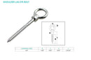 1 Pc Stainless Steel Marine 1/4'' x 2-3/8'' Stainless Steel Screw Lag Eye Bolt
