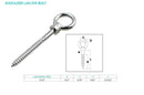 1 Pc Stainless Steel Marine 5/16'' x 3-3/16'' Stainless Steel Screw Lag Eye Bolt