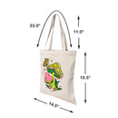 14-1/2"L x 15-1/2" Reusable Canvas Grocery Bag Shopping Mushrooms Butterfly Tote