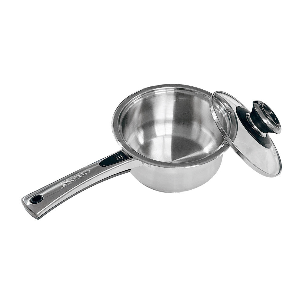 Stainless Steel Sauce Pan Stockpot with Tempered Glass Lid, Durable & Rust-Proof Kitchen Cookware