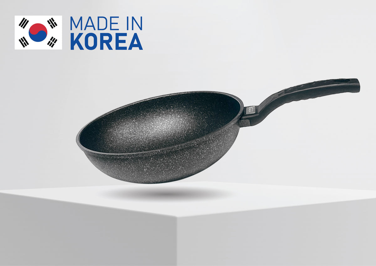 12" Marble Wok Non-Stick Cooking Frying Pan Pot 5 Layer Marble Wok Cookware