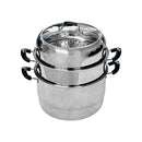 13"(34cm) Stainless Steel Steam Pot 2 Tier Multi-Layer Stack Steam Pot Boiler