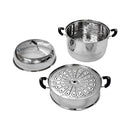 14"(36cm) Stainless Steel Steam Pot 2 Tier Multi-Layer Stack Steam Pot Boiler
