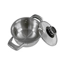 Stainless Steel Sauce Pan Stockpot with Tempered Glass Lid, Durable & Rust-Proof Kitchen Cookware