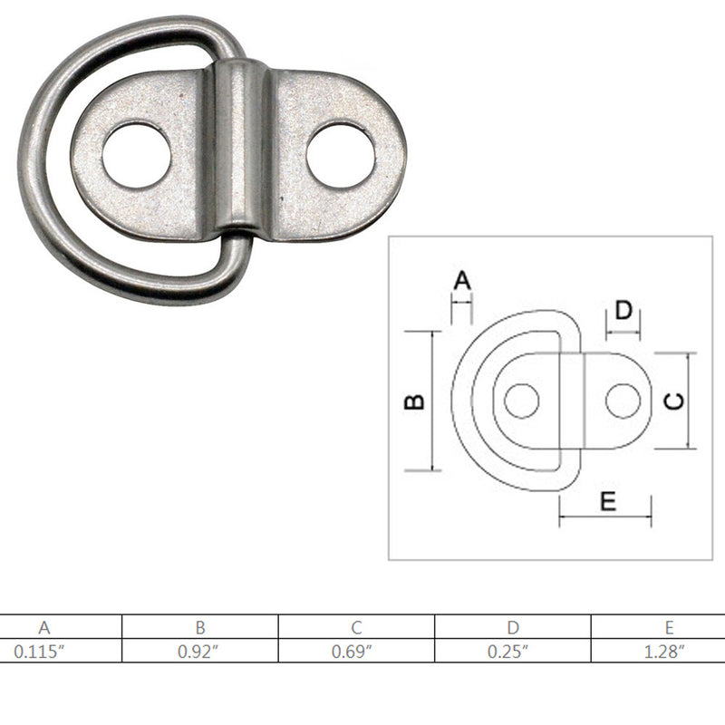 Marine Boat Stainless Steel 316 1/4" Double Side Folding Pad Eye Rigging Lifting