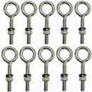 10Pc Marine Boat Stainless Steel T316 1/2"x3" Turned Eye Bolt Washer WLL 250 Lbs