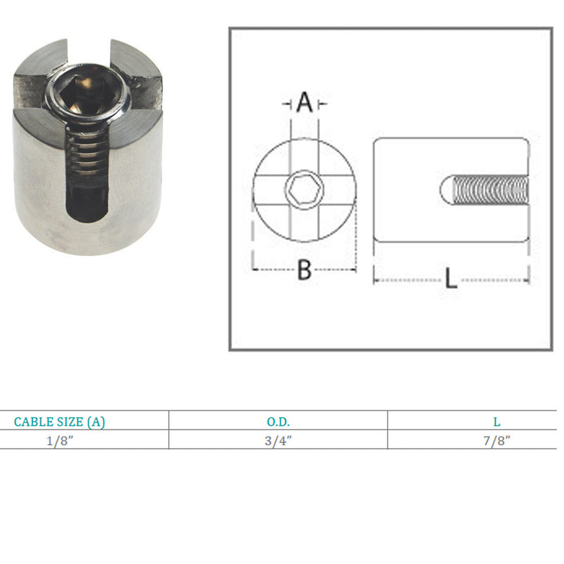Marine Boat Stainless Steel Cross Cable Clip Clamp Wire Cable