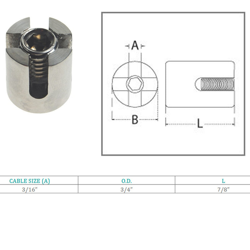 Marine Boat Stainless Steel Cross Cable Clip Clamp Wire Cable