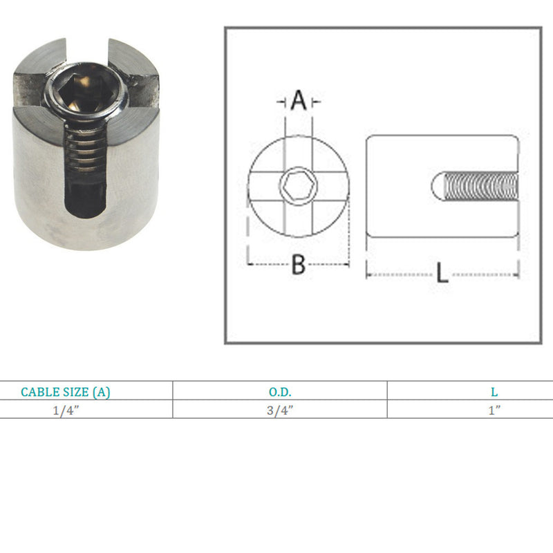Marine Boat Stainless Steel Cross Cable Clip Clamp Wire Cable