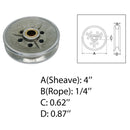 Marine Boat Stainless Steel T304 4" Sheave Wire Rope Pulley Brass Brushing