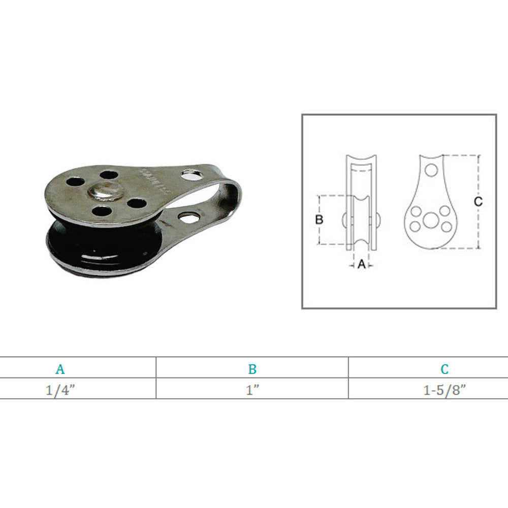 Marine Boat T304 Stainless Steel 1/4" Pulley Block Wire Rope Hoist Lift Puller