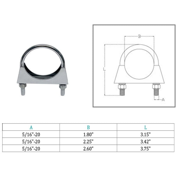 Marine Stainless Steel T316 Round U-Bolt Exhaust Clamp Pipe U Bolt Clamp