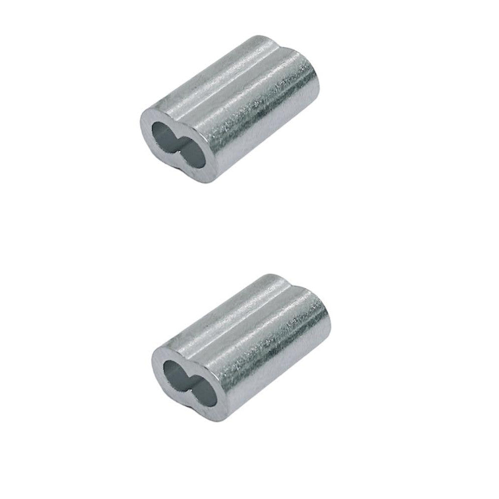10 Pc Set Aluminum Sleeve Wire Rope Swage Crimp Clip, Duplex Oval Sleeves for Cable Loop Ends, Rigging, Railing