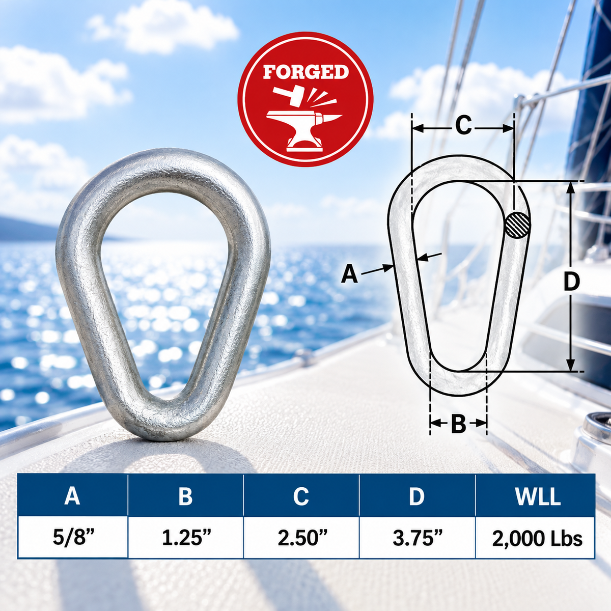 Marine Stainless Steel T316 Drop Forged Pear Shape Pear Link Master Link