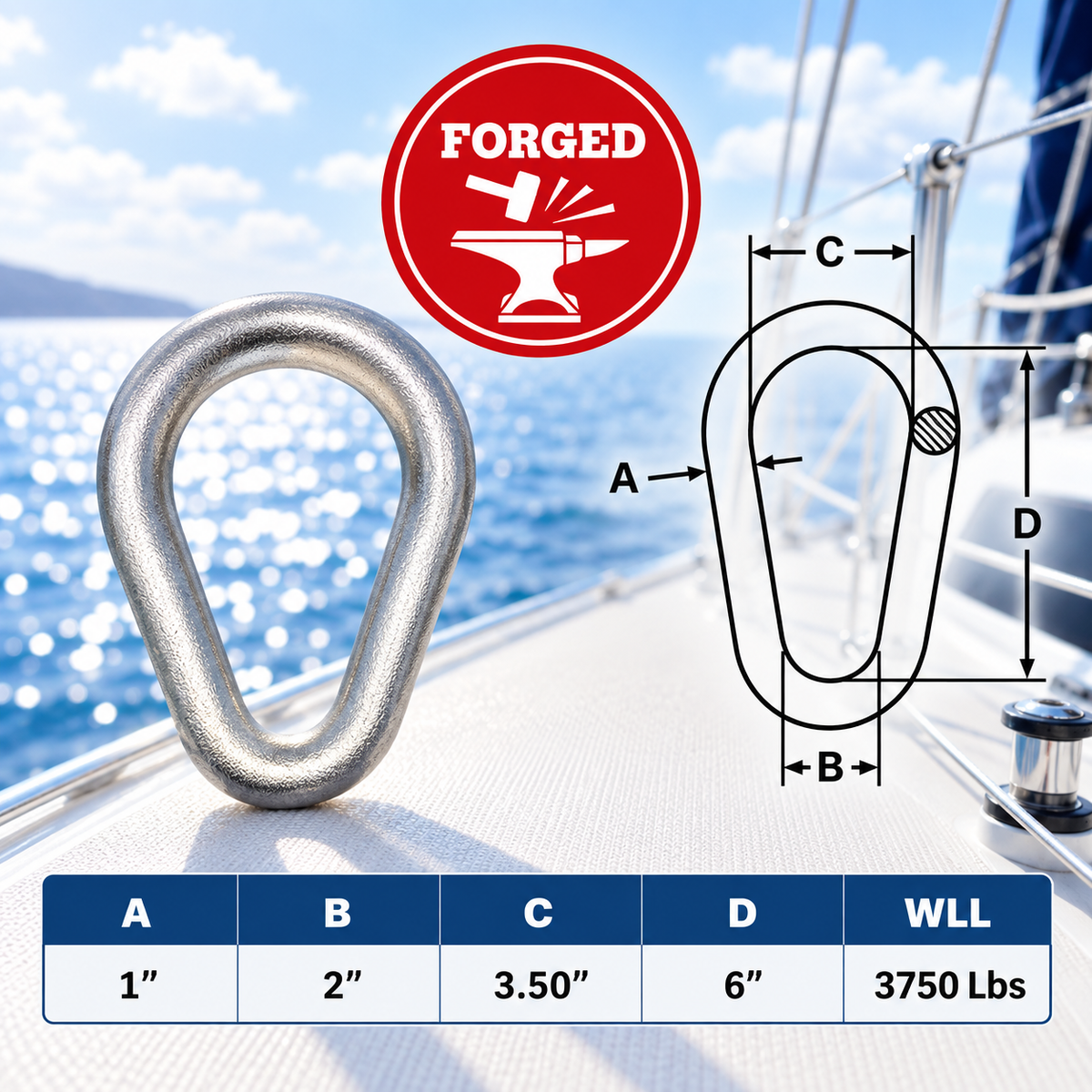 Marine Stainless Steel T316 Drop Forged Pear Shape Pear Link Master Link