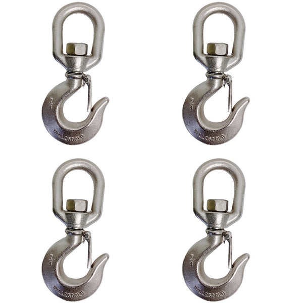 4 Pc Marine Boat Stainless Steel 7/8" Drop Forged Swivel Eye Hook 2,500 LBS WLL