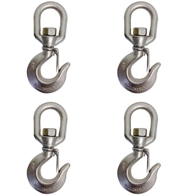 4 Pc Marine Boat Stainless Steel 7/8" Drop Forged Swivel Eye Hook 2,500 LBS WLL