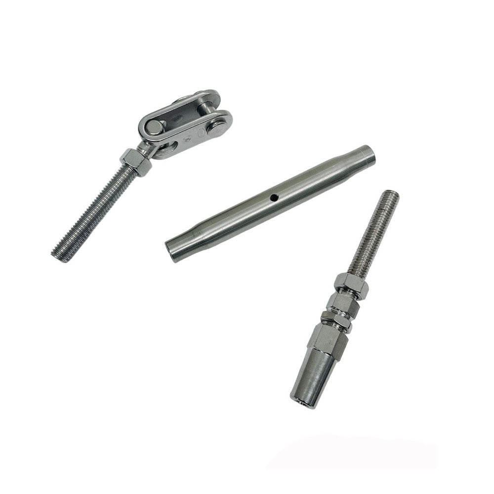 4 Pc Set Marine T316 Stainless Steel Toggle and Swageless Turnbuckle, Cable Wire Tensioner for Deck, Dock, Railing, and Rigging