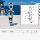 Heavy Duty T316 Stainless Steel Sheave Swivel Block, Wire Rope Hoist Lift Pulley for Marine, Rigging, Boat, and Dock Use