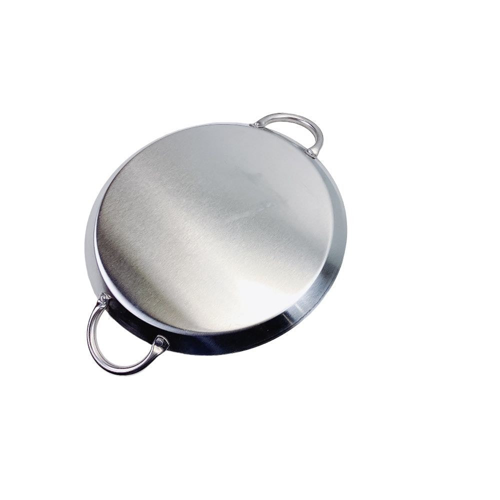 14'' Stainless Steel Round Serving Platter Ottoman Tray with Handles