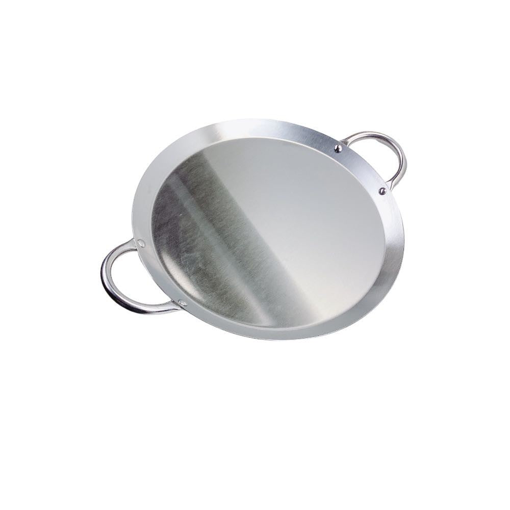 14'' Stainless Steel Round Serving Platter Ottoman Tray with Handles