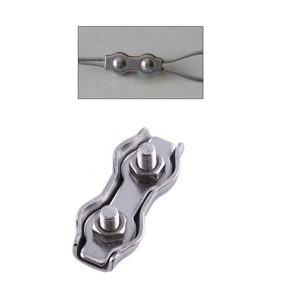 Stainless Steel T304 Duplex Wire Rope Cable Clamp, Double Bolt Wire Ca