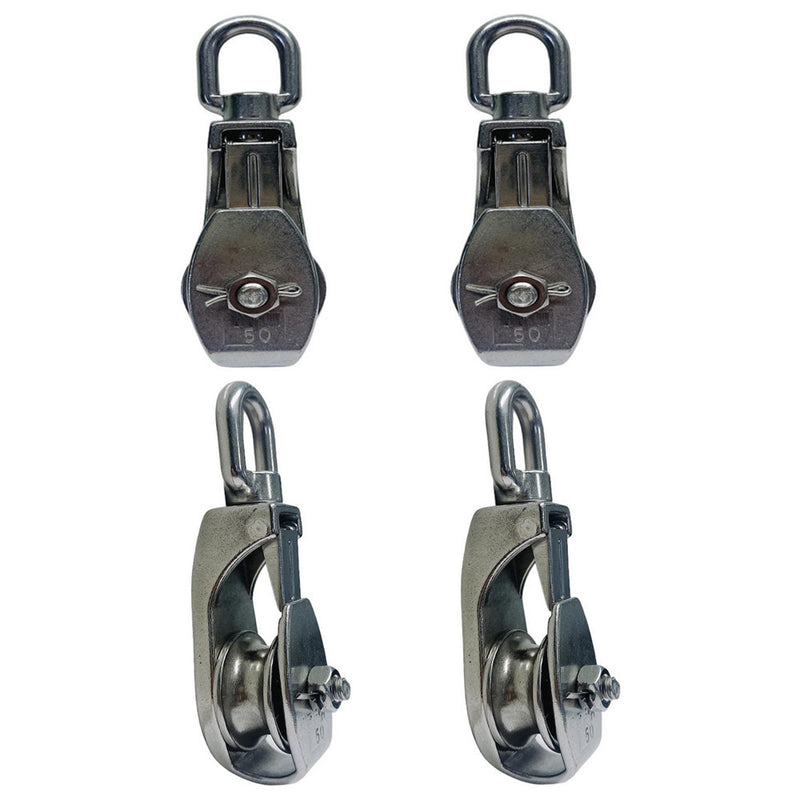 4 Pcs Marine Stainless Steel T304 2" Sheave Snatch Block 3/8" Rope 1,200 Lbs WLL