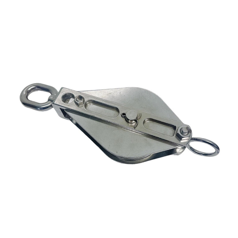 Stainless Steel T304 WIDE Swivel Eye Block 3" Sheave 3/16" Rope 1,450 Lbs WLL
