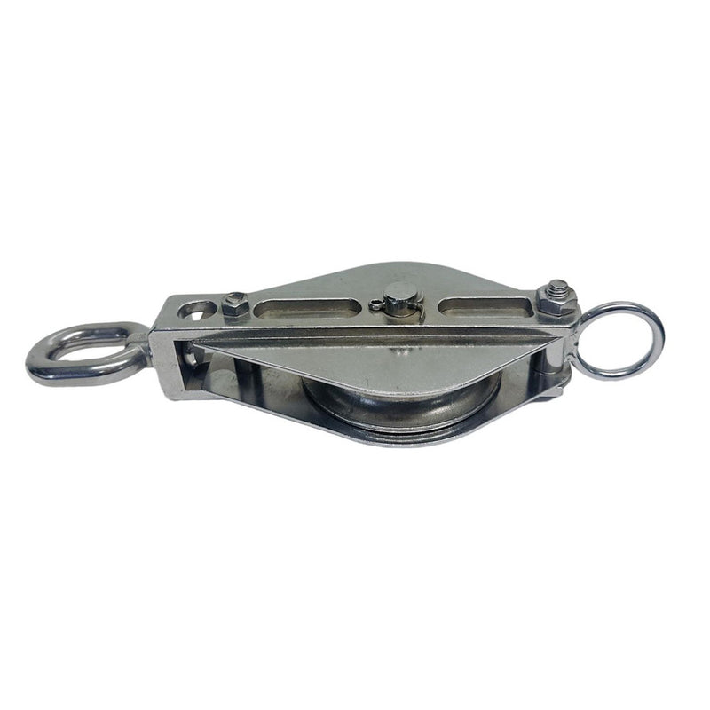 Stainless Steel T304 WIDE Swivel Eye Block 3" Sheave 3/16" Rope 1,450 Lbs WLL