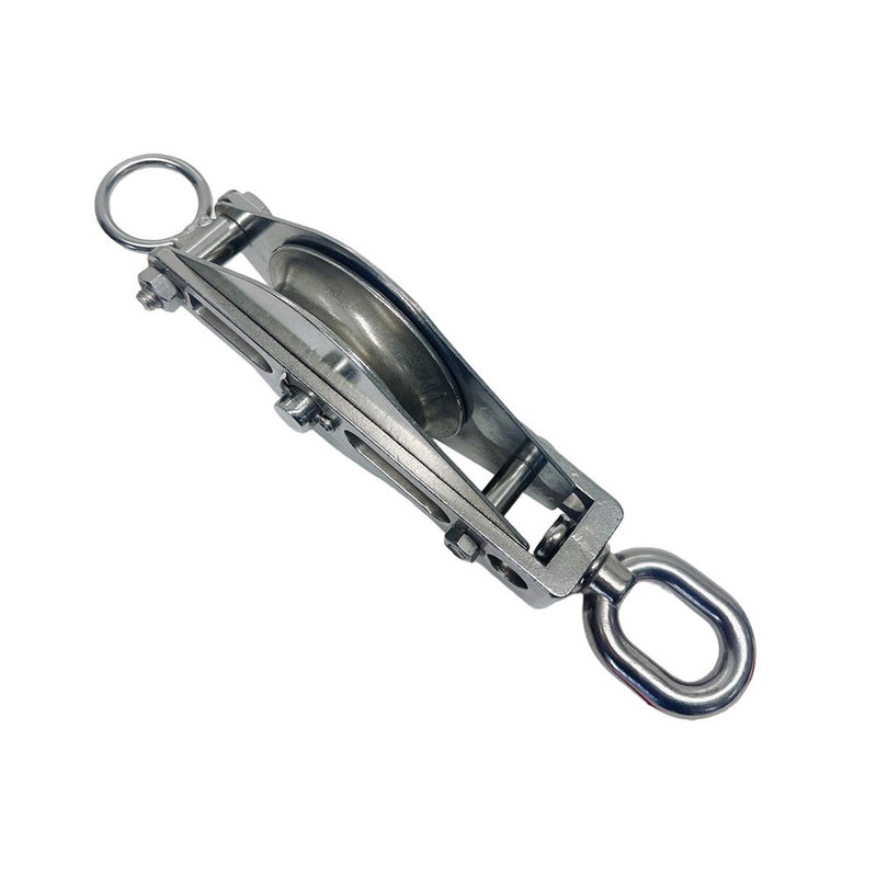 Marine Stainless Steel T304 Swivel Eye Block 5" Sheave 3/4" Rope 2,000 Lbs WLL